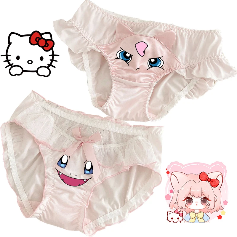 

Ladies Underwear Hello Kitty Breathable Comfortable Milk Silk Triangle Pants Beautiful Girl Cat Ear Bow Underwear Girl Underwear