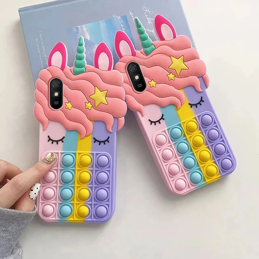 

3D Cartoon Pink Unicorn Silicone Case For Xiaomi Redmi 10A 9A 9AT 9i Note 8 10 9 Pro Max 10T 5G 10S 9S 9T 9C NFC 9 Power Funda