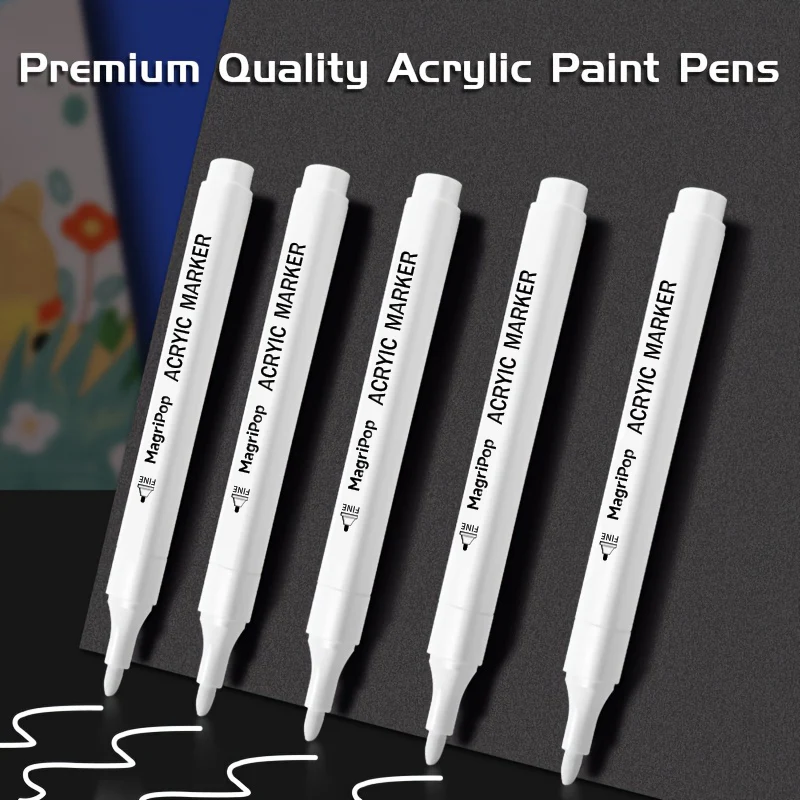Set 6 Pennarelli Acrilici Impermeabili - 3 Neri + 3 Bianchi | Punta 0,7 Mm Per Vetro, Pietra, Ceramica, Legno
