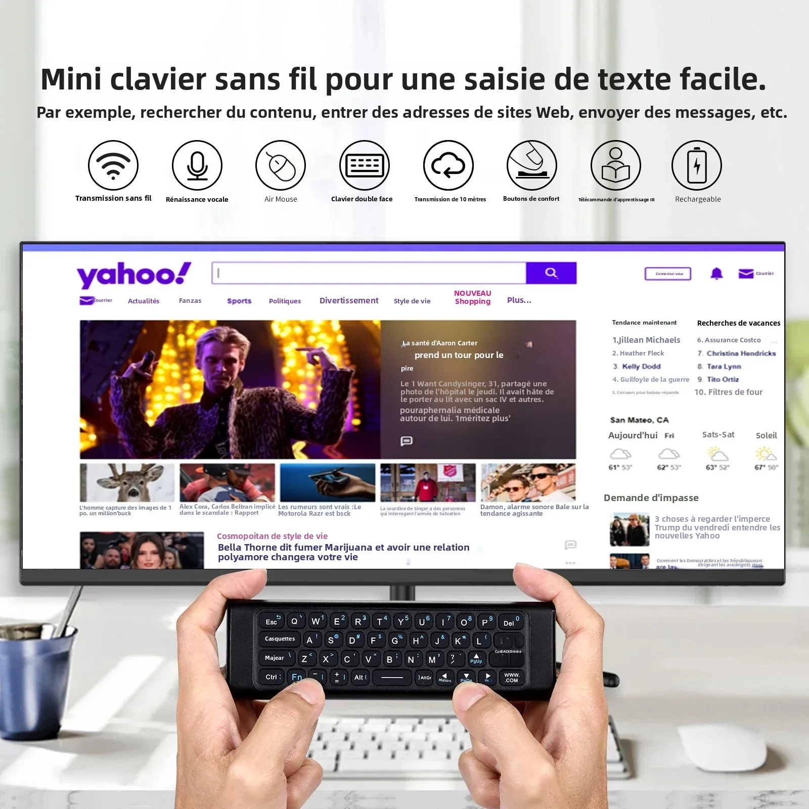iPazzPort Universal Remote Mini Keyboard Wireless Combo With Voice Air Mouse, IR Learning Controller For Android TV_voghion.com