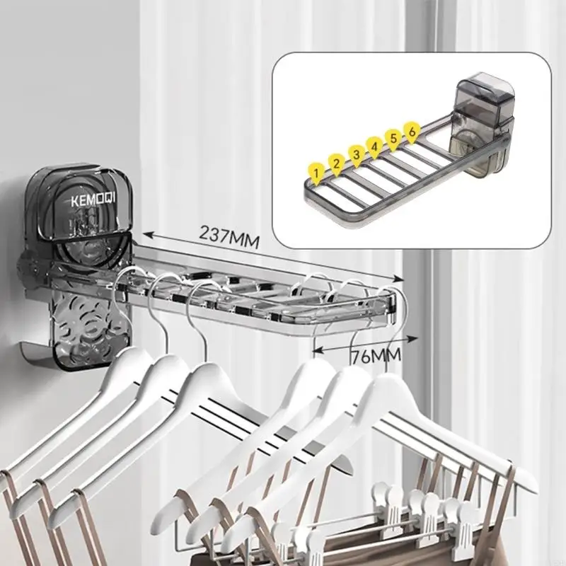 U6XB Suction Cup Clothes Hanger Foldable Hanger with Suction Cup Retractable Wall Mounted Clothing Drying Rack 4