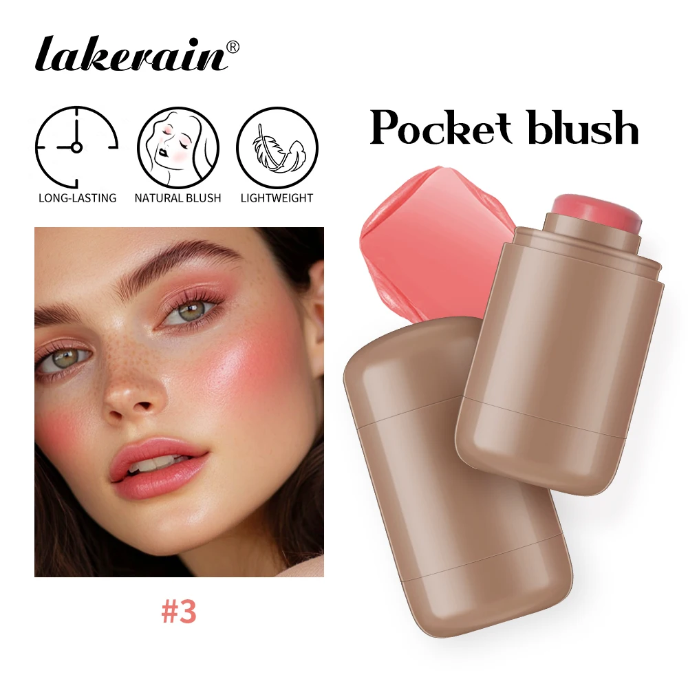 Lakerain 3in1 Blush Stick Cheek Lip Tinted Moistured Waterproof Easy Color Rouge Silky Smooth Blusher Cream Matte Contour Makeup