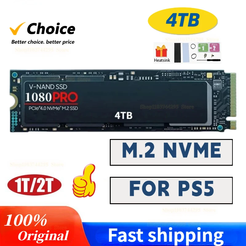 

2024 Newest 1080PRO 8TB 4TB 2TB 1TB NVMe 2.0 SSD M.2 2280 PCIe Gen 5.0 X 4 Internal Solid State Drive for Desktop PS5 Laptop PC