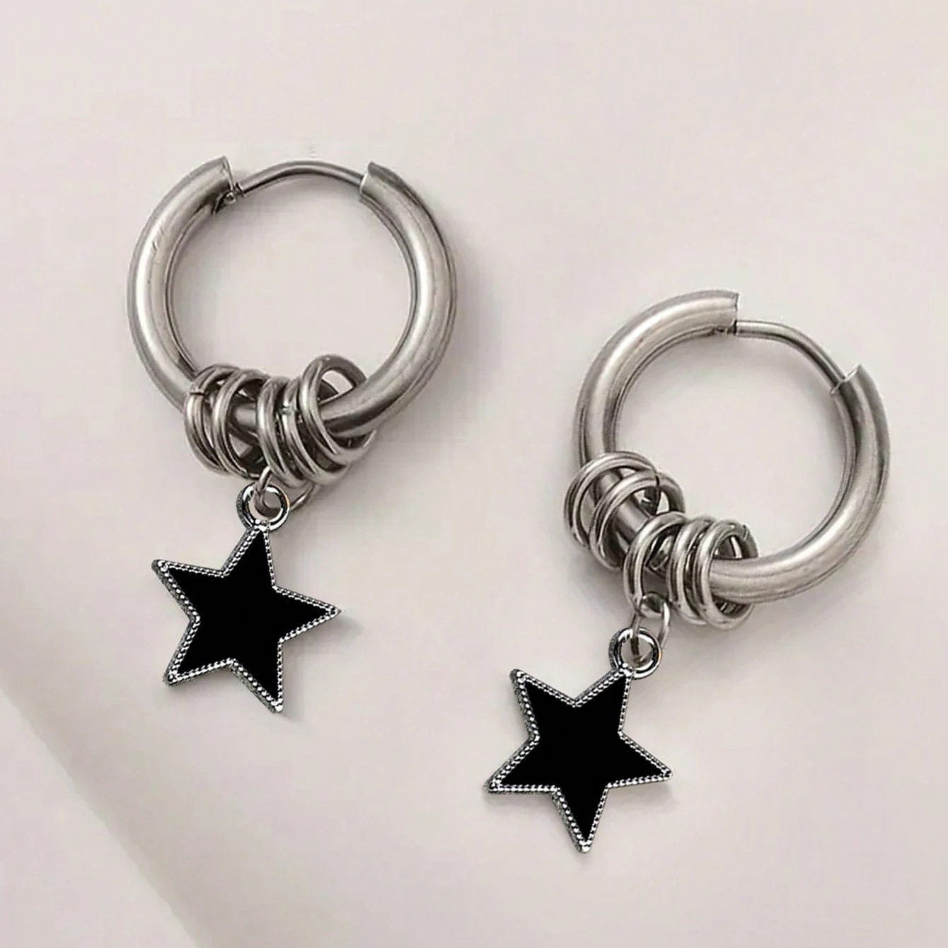 Stainless steel punk star ring earrings Women's Daily Fashion Accessories 1 pair