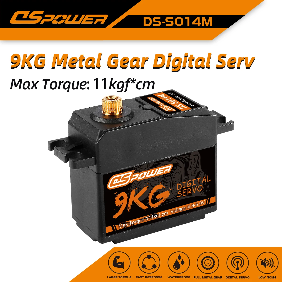 

DSpower 9KG Digital Servo Metal Gear Waterproof Servos for 1/8 1/10 Wltoys 104001 TRX4 SCX10 yk4102 mn99s mn86 12428 RC Car