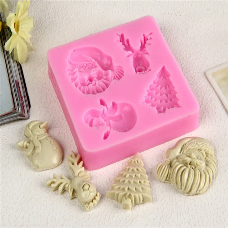 

Santa Claus/Christmas Tree/Elk/Snowman Shape Chocolate Silicone Molds Biscuits Mould Fondant Cake Decoration DIY Baking Tools