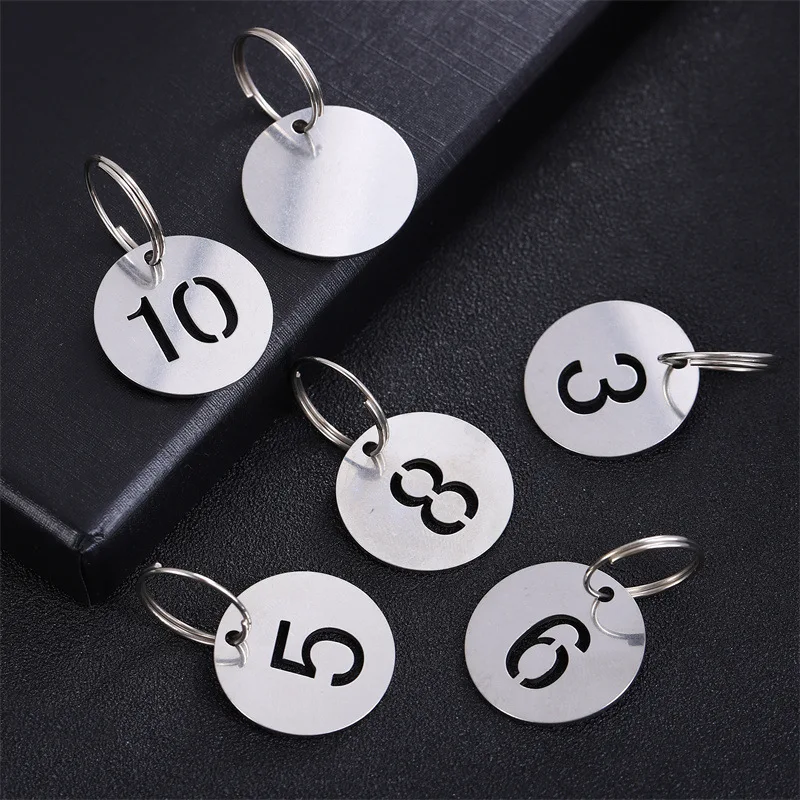 1-100 Stainless Steel Round Number Labels Hollow Out Number Plates Key Label Tags Chain Labels for Suitcase Identifiers Hanging 3