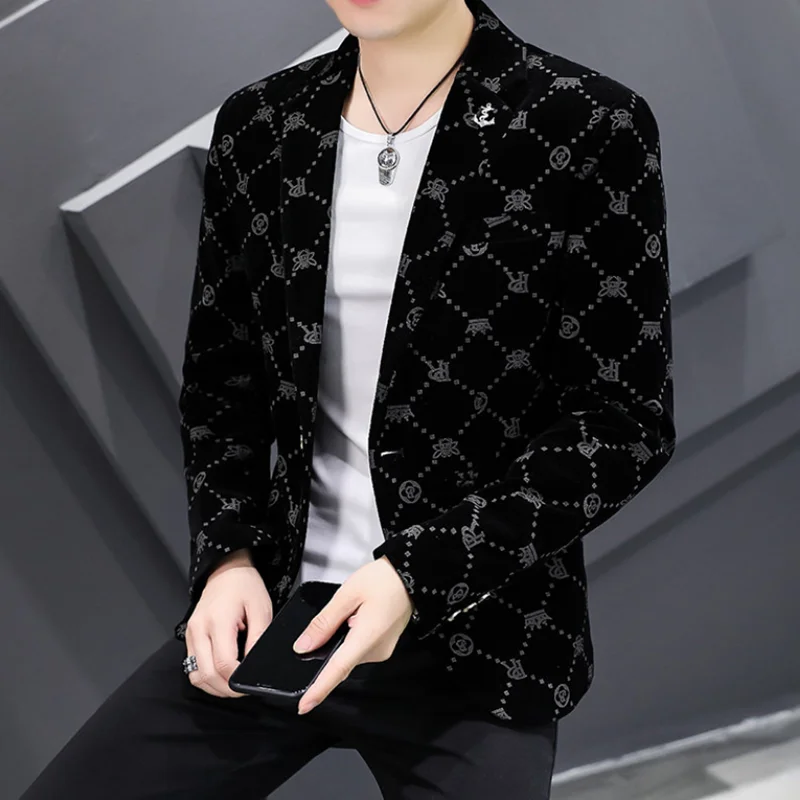 Men's High-Quality Corduroy Slim Fit Suit Handsome Youth Style with Single Breasted Blazer Jacket Veste Costume Homme Luxe