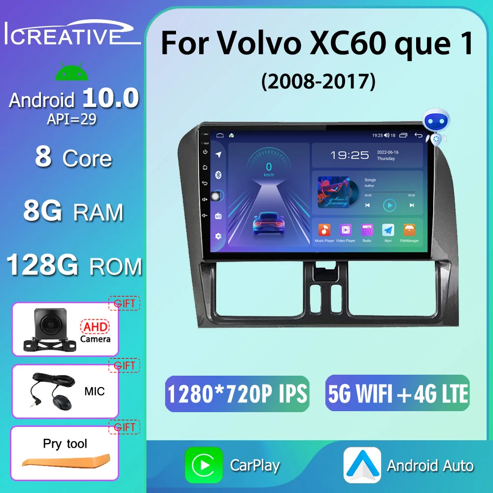 

QLED Android 10 For Volvo XC60 que 1 2008 - 2017 Car Radio 8+128G Stereo Multimedia Player GPS Navigation BT CarPlay No 2din DVD