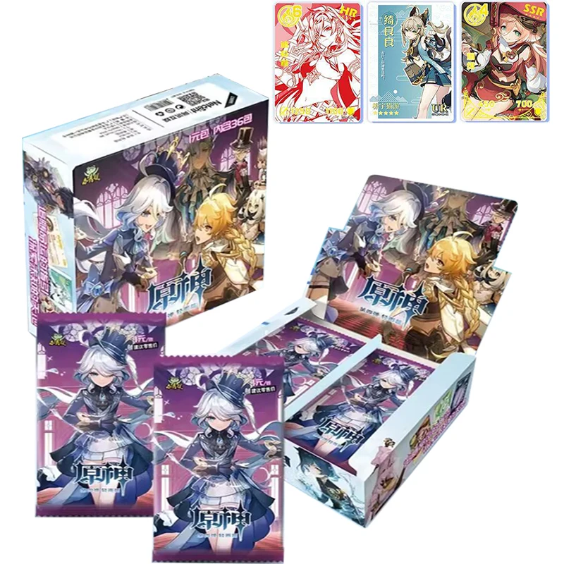 

New Genshin Impact Cards Anime Figure Genshin Impact Aether Jean Lisa Lumine HR CR Rare Collection Card Children Toys For Gift