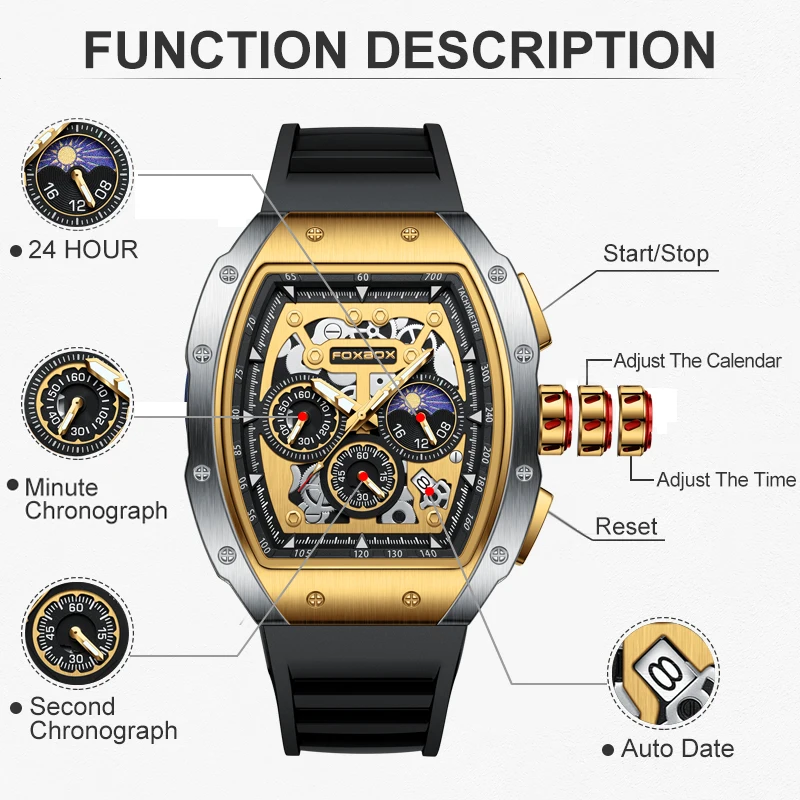 Relogio Masculino FOXBOX Men Watch LIGE Top Brand Luxury Military Square Watch Men Military Waterproof Quartz Watches For Men