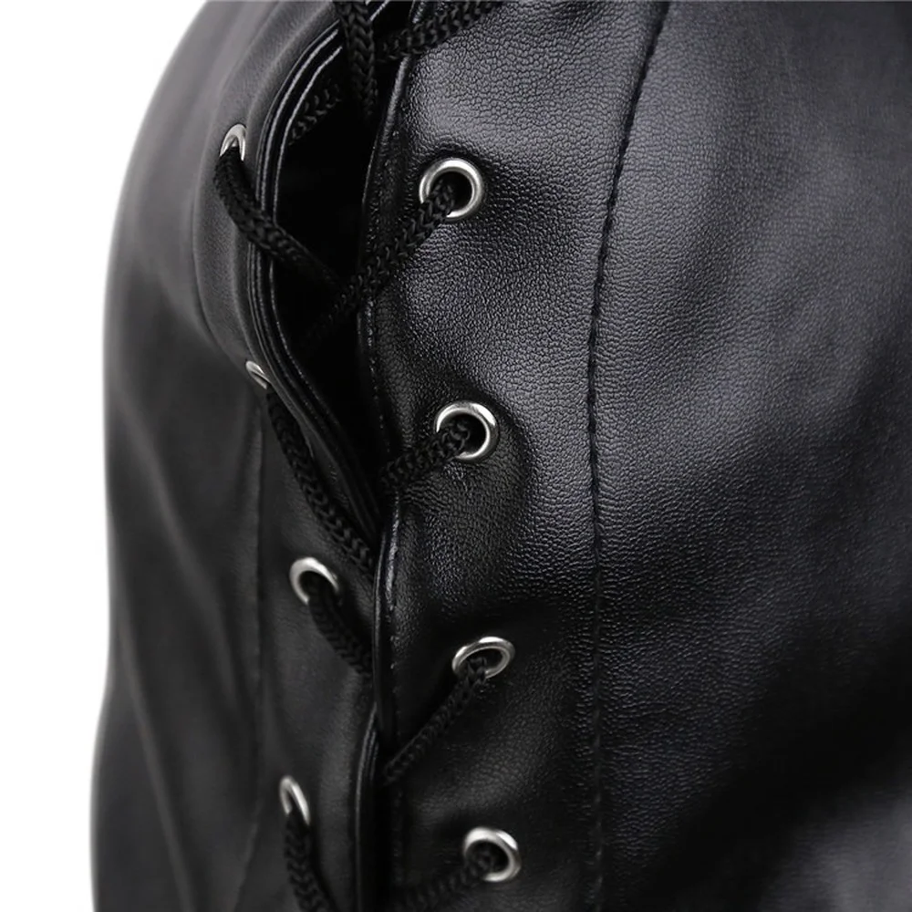 uomini Uomini BDSM Bondage Strumento erotico SM Cappuccio in pelle Imbracatura per la testa Maschera Fetish Occhi aperti e bocca_voghion.com