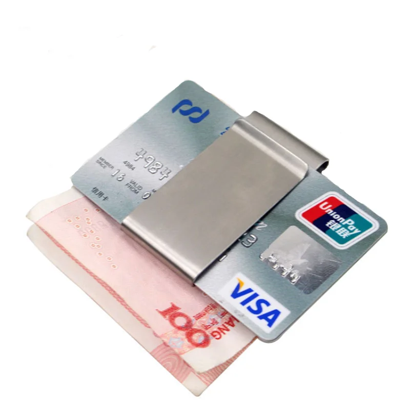 Metal Money Clip Stainless Steel Silver Color Slim Money Clip Purse Wallet Credit Card ID Holder Money Clip Card