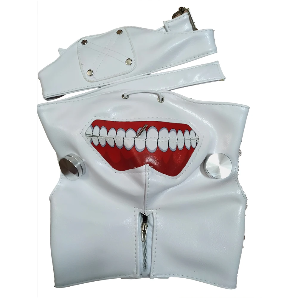 Máscara de látex de lujo con cremallera ajustable, accesorio de cosplay de Anime japonés, Tokyo Ghoul Ken Kaneki, regalo de utilería de halloween, nueva versión