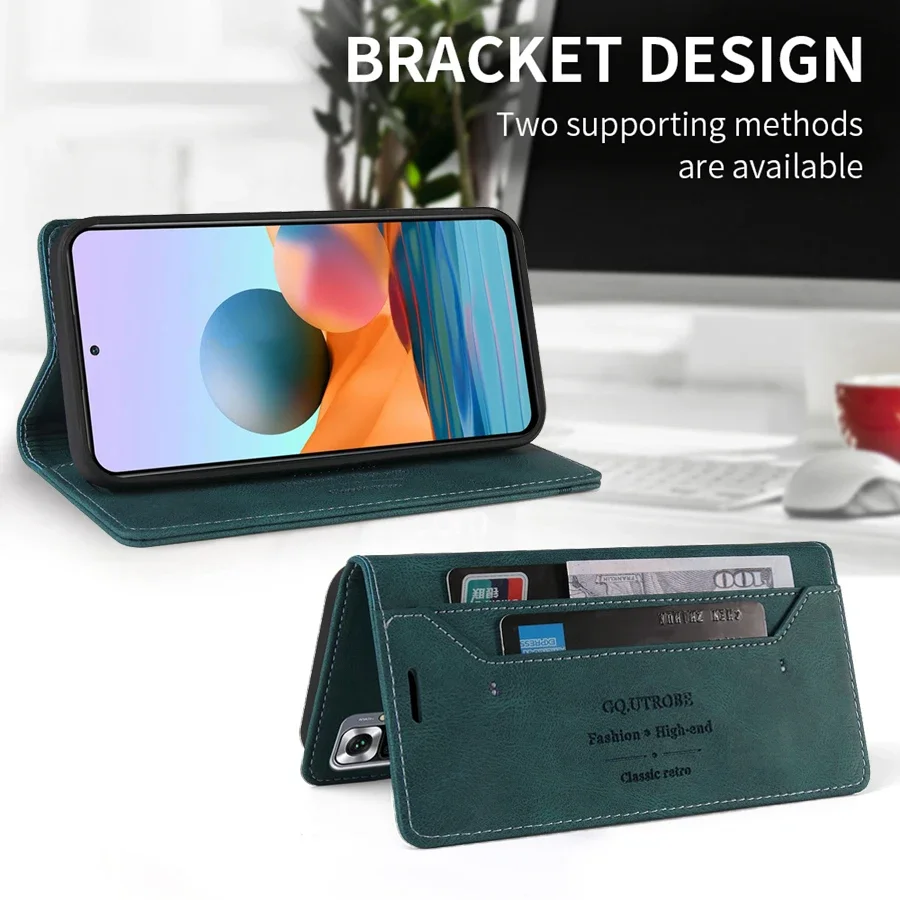 Wallet Card Slot RFID Blocking Kickstand Magnetic Flip Leather Case For Xiaomi Redmi Note 13 Pro+ 12S 12R 12 Turbo 11T Pro 11E