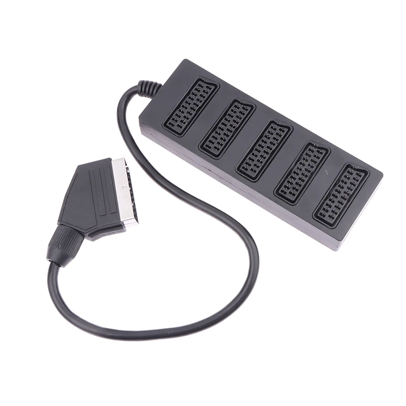 21Pin Scart 5 Way Splitter 21p Scart Male To 5 Female Adapter Connector Road One Divide Into Five Cable Line scart splitter adapter