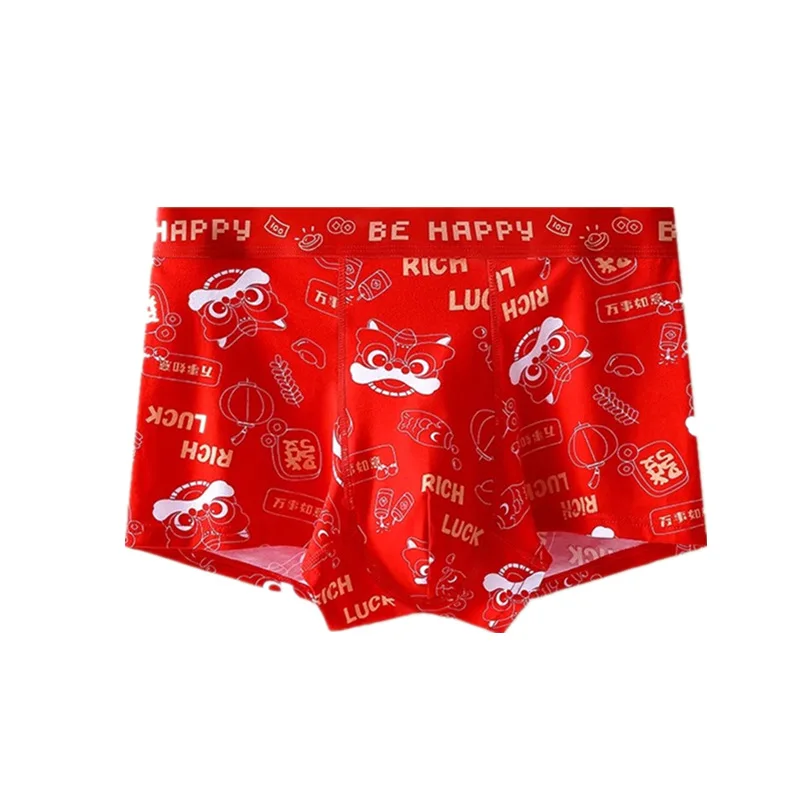 Red underwear men's boxer shorts 3PCS