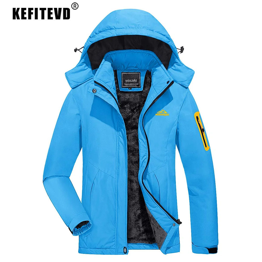 KEFITEVD Winter Ski Snowboard Warm Jacket Womens Waterproof Work Rain Jackets Outdoor Hiking Camping Outwear Coats Windbreaker