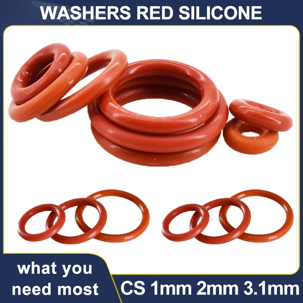 Red Silicone O-Ring Gaskets - Food Grade Waterproof Insulated Sealing Rings