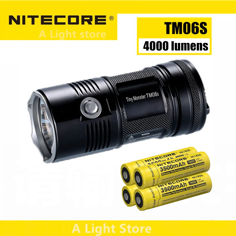 Original NITECORE TM06S Flashlight CREE XML2 U3 LED 4000 Lumens Far Beam Distance High Light searching