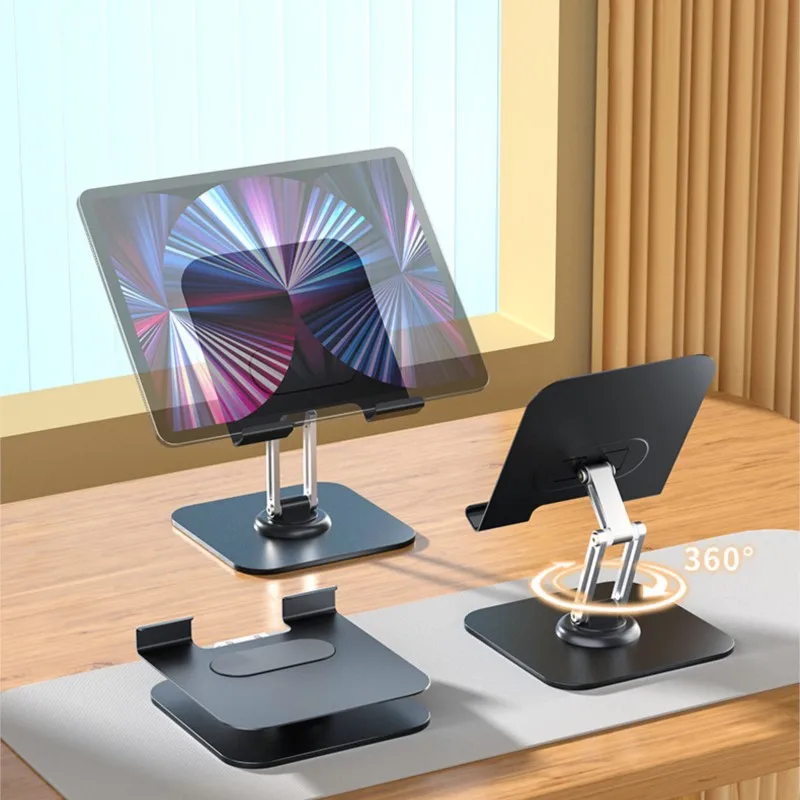 OllyMurs Desktop Metal Phone Holder Live Broadcast Adjustable Height 360° Rotatable Aluminum Alloy Lazy Phone Tablet Holder 2024