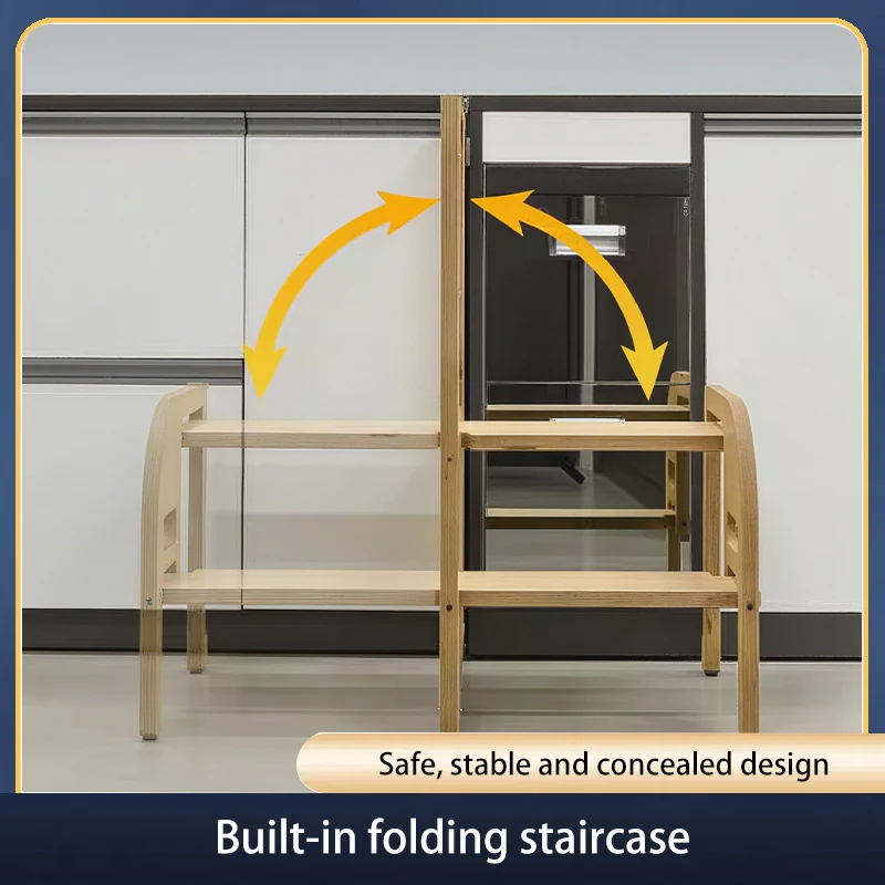 บันไดพับได้บางเฉียบสำหรับจัดเก็บในตู้ครัว น้ำหนักเบา กันลื่น ใช้ในครัวเรือน ดีไซน์อเนกประสงค์ ใช้ได้ทั้งซ้ายและขวา 1