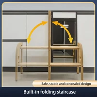 บันไดพับได้บางเฉียบสำหรับจัดเก็บในตู้ครัว น้ำหนักเบา กันลื่น ใช้ในครัวเรือน ดีไซน์อเนกประสงค์ ใช้ได้ทั้งซ้ายและขวา 1