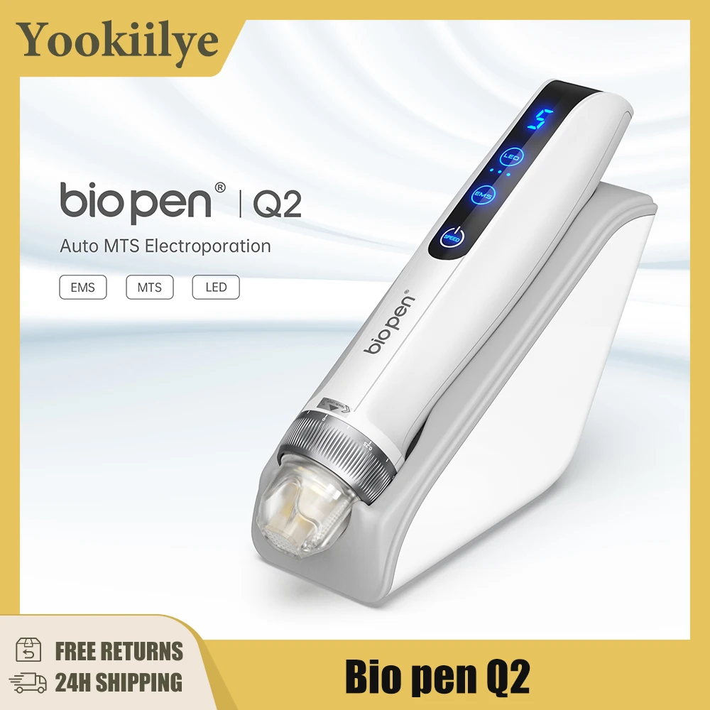 2023 New Bio Pen Q2 Professional Microneedling Pen Electric Wireless Ems Elettroporation Led Light Therapy Derma Pen Machine