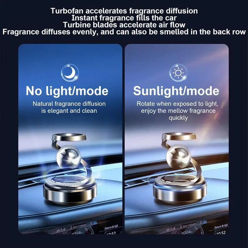 Solar Air Fresheners Car Aromatherapy Diffuser Solar Powered Rotating Aromatherapy Diffuser Rotating