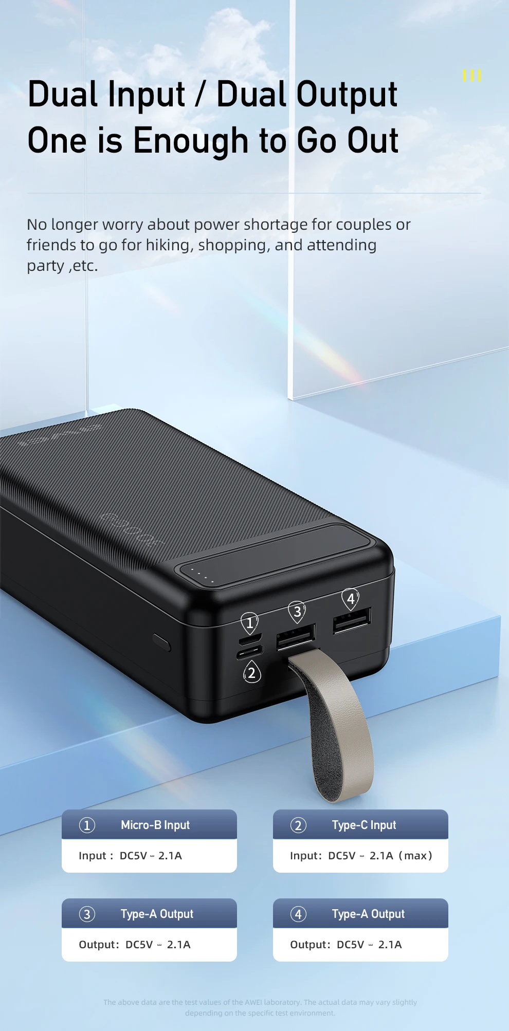 Awei P7K 30000mAh fast Charging Power bank description image 5