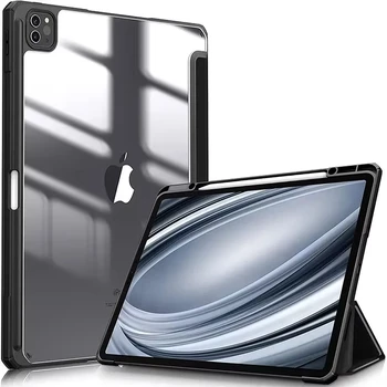 New Case For iPad Pro 13/11 M4 Air 11/13 M2 Cover Acrylic Transparent Table Case For IPad 10th 4/5/6/7/8/9th Pencil Holder Case 1