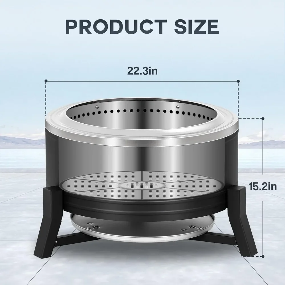 Fire Basin, 22 Inch Portable Low Smoke Bonfire for Outdoor Picnics, Camping, Courtyards, and Backyards 3