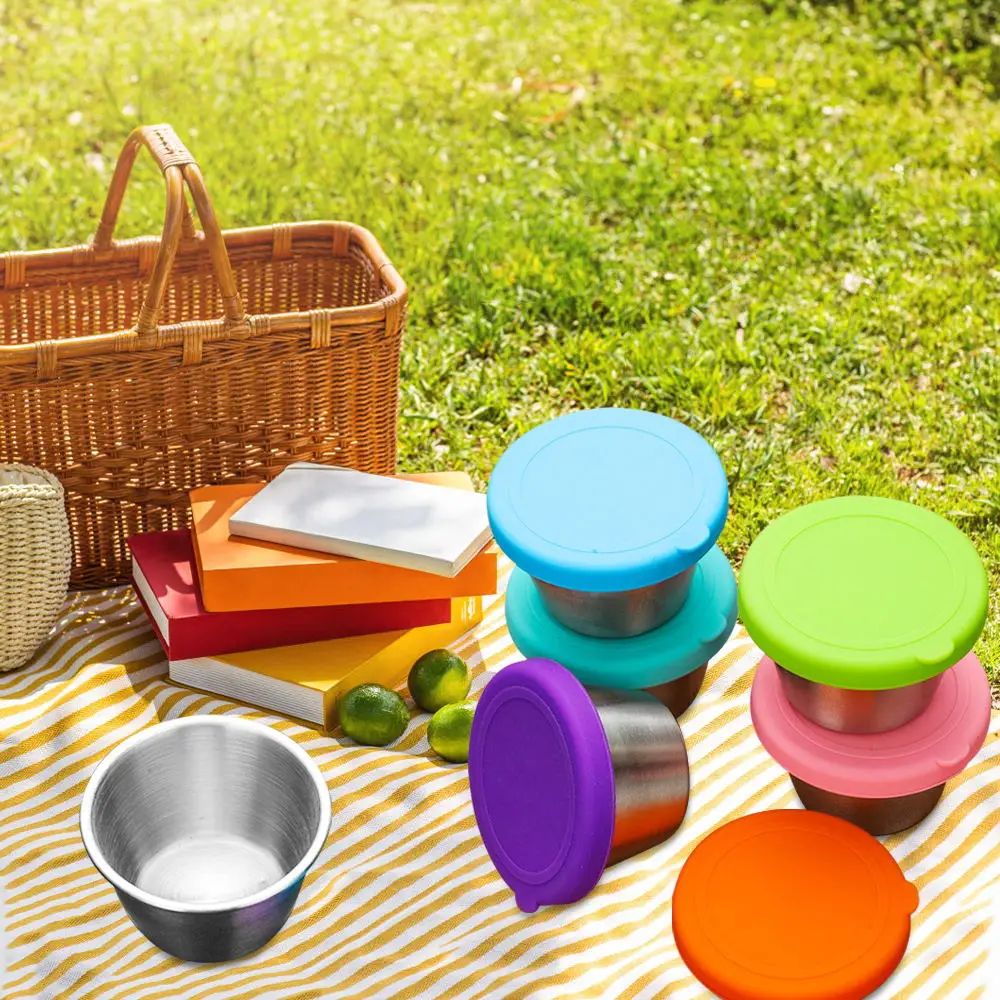 304 Stainless Steel Lunch Box Bento Box Salad Dressing Container Sauce Cups  With Lids Condiment Containers For Picnic Travel - AliExpress