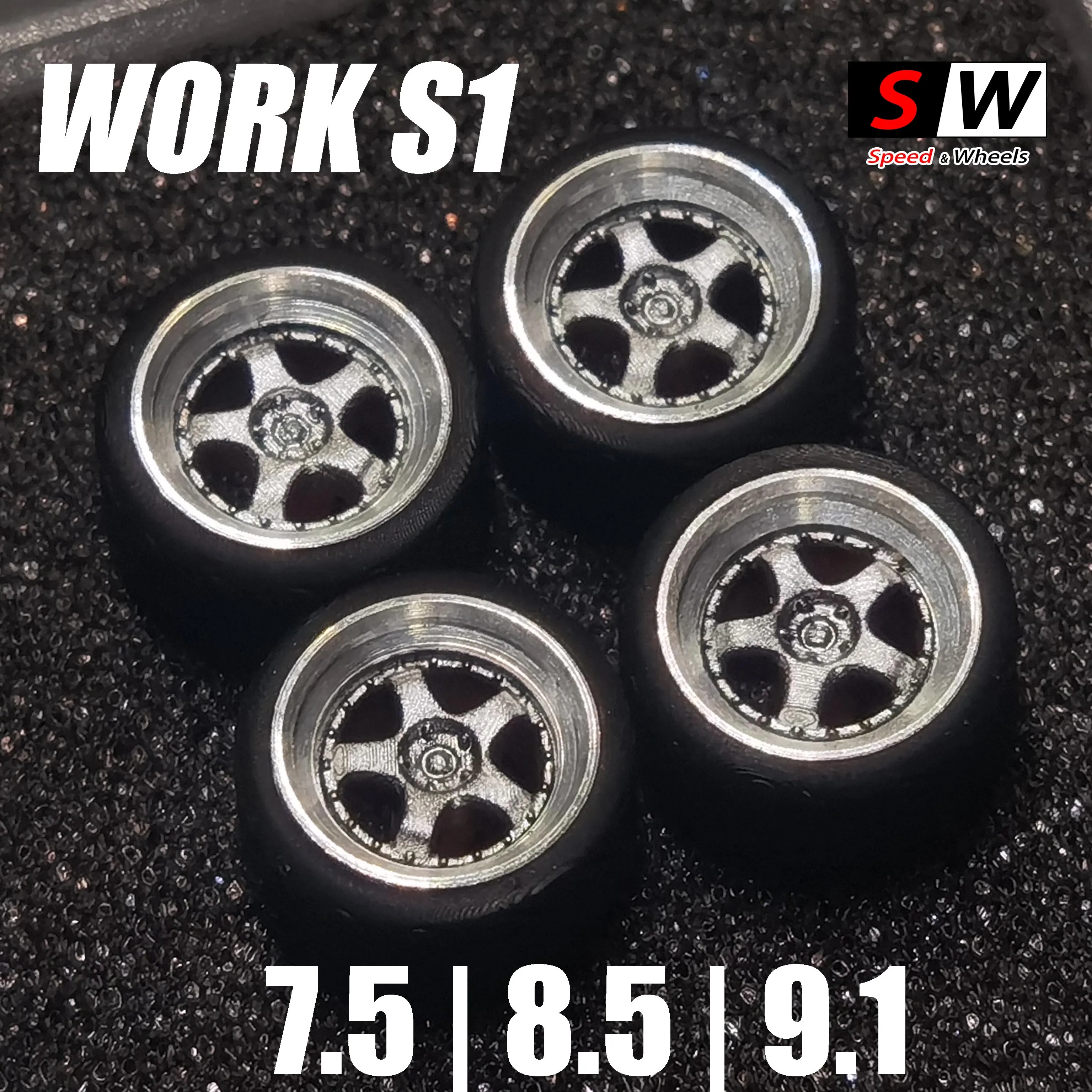 1 64 Alloy Wheel Rubber Tires work s1 7.5m/8.5mm/9.1mm for 1:64 Car Model Modification