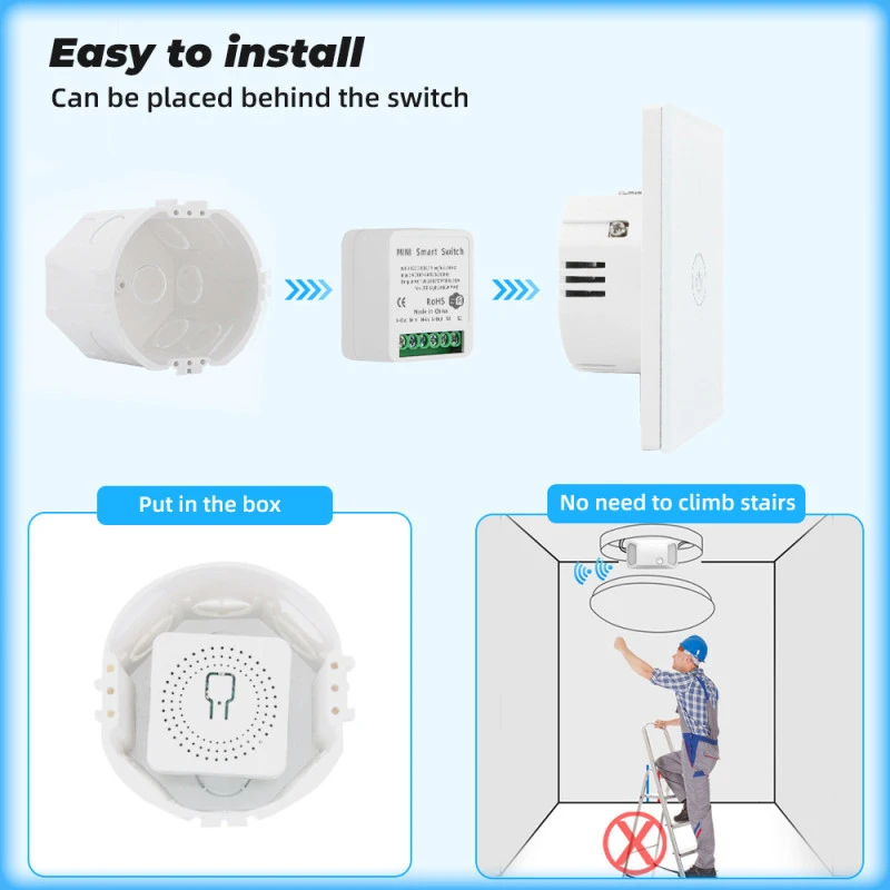 AUBESS Tuya Smart Home Gadgets Mini WiFi Smart Switch Light Switch Relay Module Voice Control for Alexa Alice Google Assistant smart switch smart switch module
