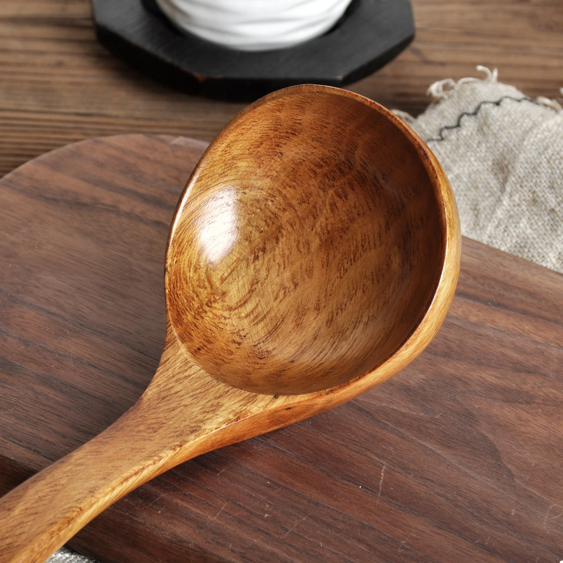 Wooden Soup Spoon Serving Spoon Ladle Home Kitchen Cooking Anti-scalding Big Ramen Noodle Soup Tableware Supplies