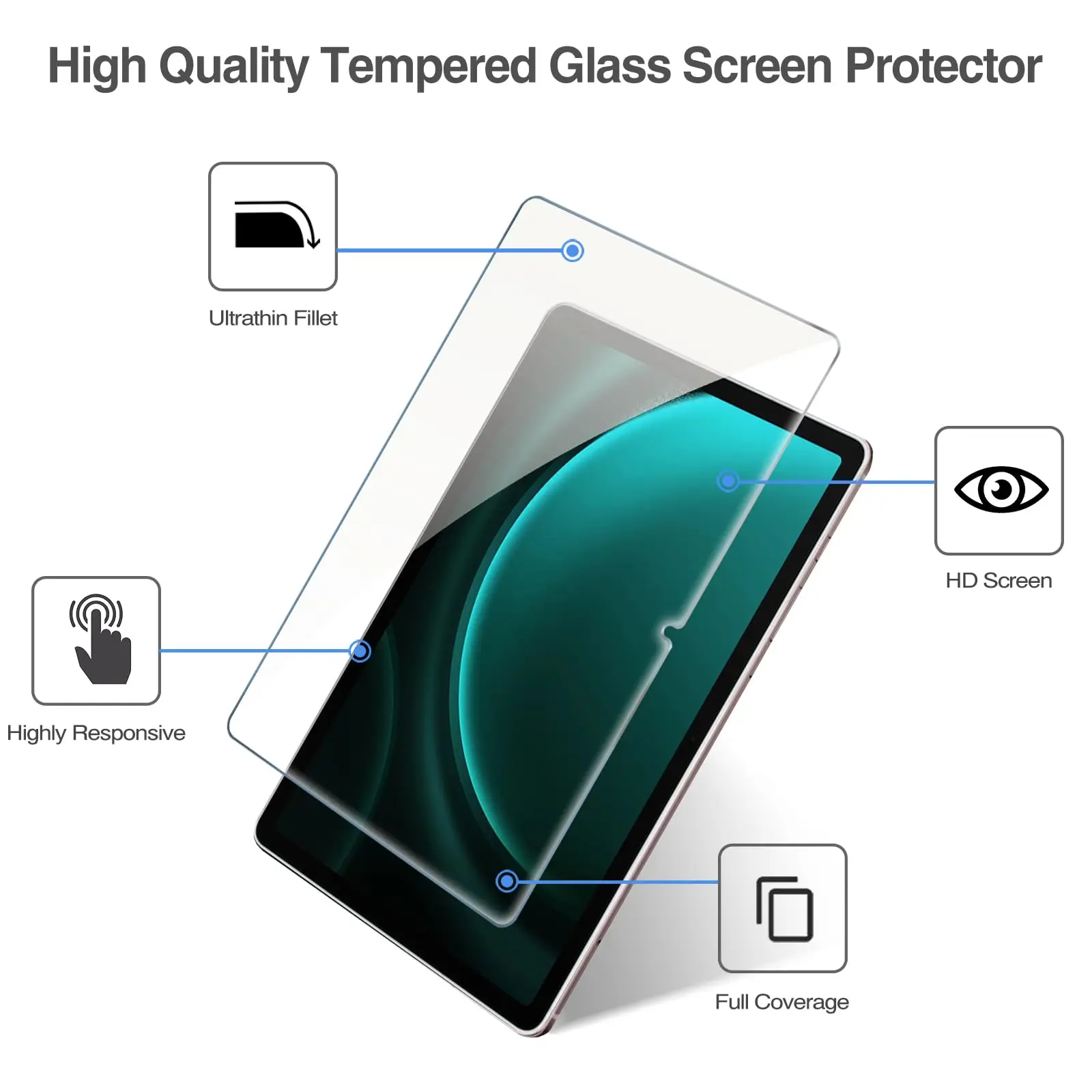 For Samsung Galaxy Tab S9/ S8/ S7 (11 Inch) & Galaxy Tab S9 FE (10.9 Inch) Screen Protector 9H Hardness Anti Scratch Transparent 3