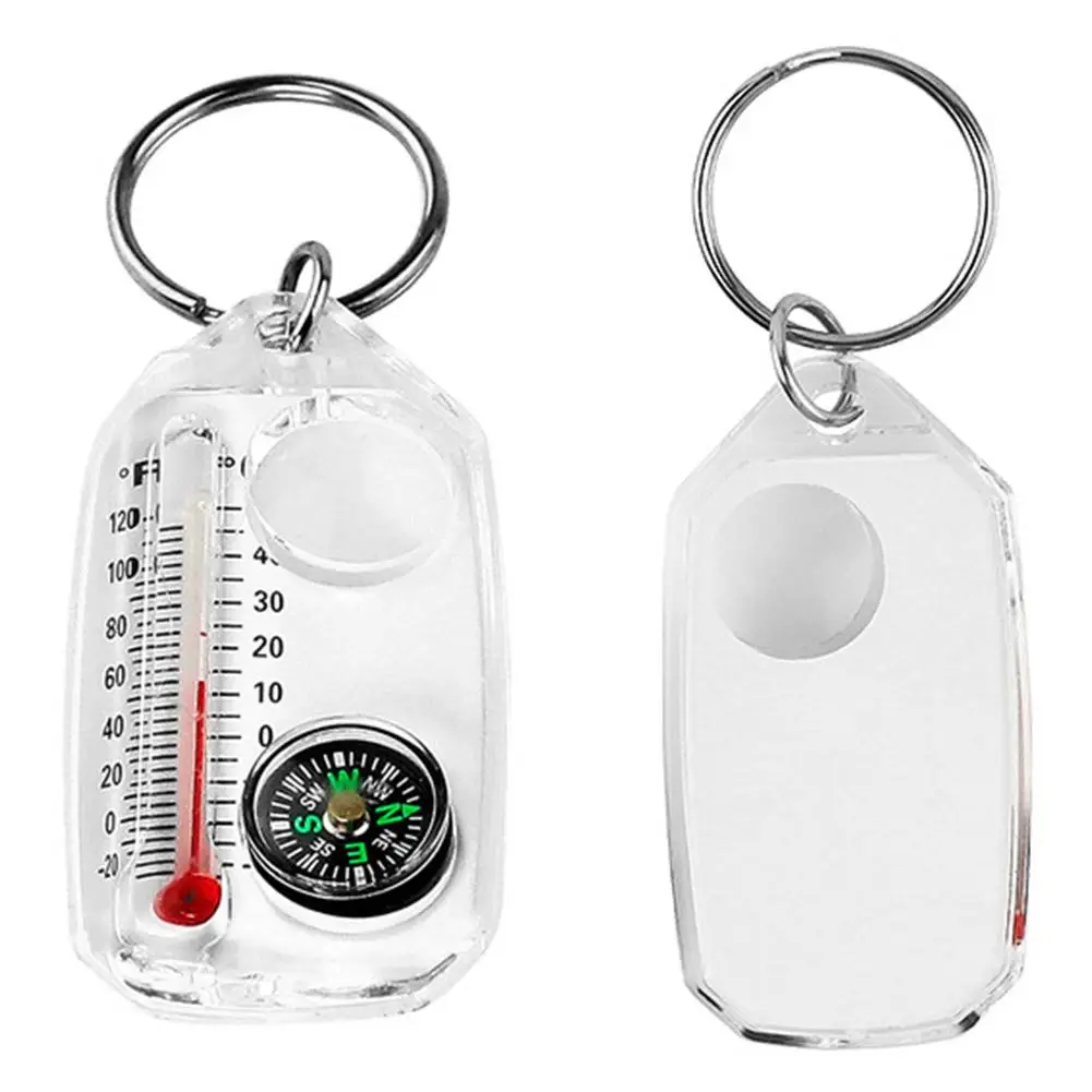 Outdoor Sports Travel Mountaineering Guide North Compass Mini Portable Night Light Precision Temperature Gauge Keychain 3-in-1 mini compass portable compass