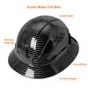 CE Carbon Fiber Full Brim Hard Hat w/ Built In Goggle Triangle Face Towel Construction Engineer  Safety Helmet ABS Safety Cap 2