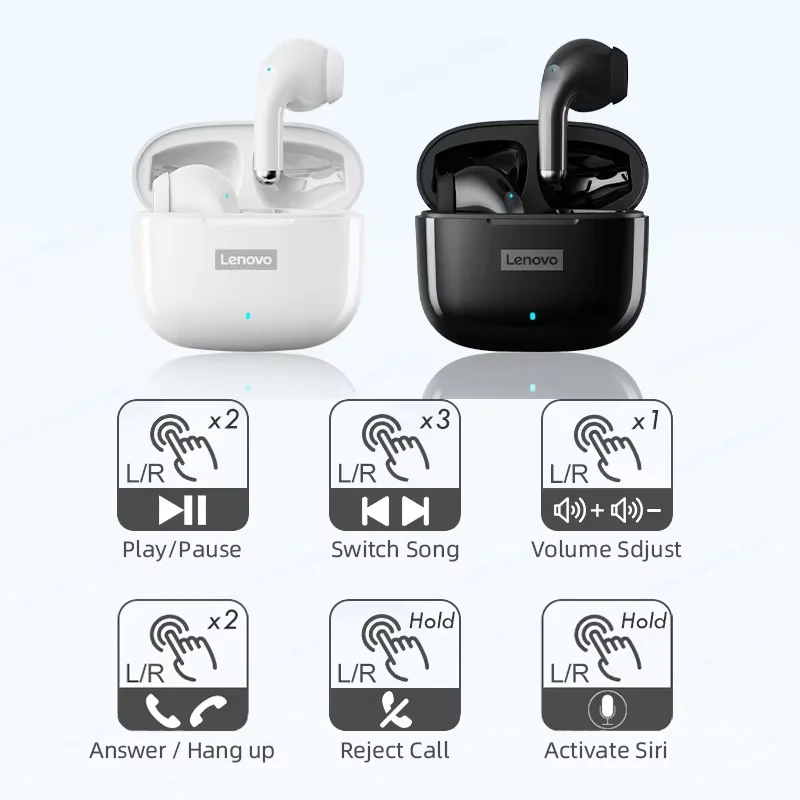 New Lenovo LP40 Pro Bluetooth V5.3 Earphones Punchy Bass Sound Headset Full Comatiblbe With Android IOS Lightweight Headphones 6