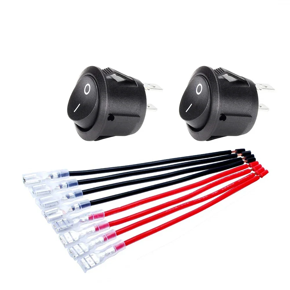 5PCS Round Rocker Switch ON Off SPST 20mm DC12V-24V Toggle Switch for Car Automotive RV 2 Pin Wired Auto Replacement Parts