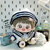 New Handmade 4pc/set Cream College Doll Clothes 20cm White College Coat Jk School Uniform Hat Shirt Kpop Doll Clothes Outfits 4