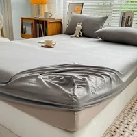 Drap-housse 100% coton avec bande élastique 360, couvre-lit pour simple, Double, King, Queen Size, housse de protection de matelas 3