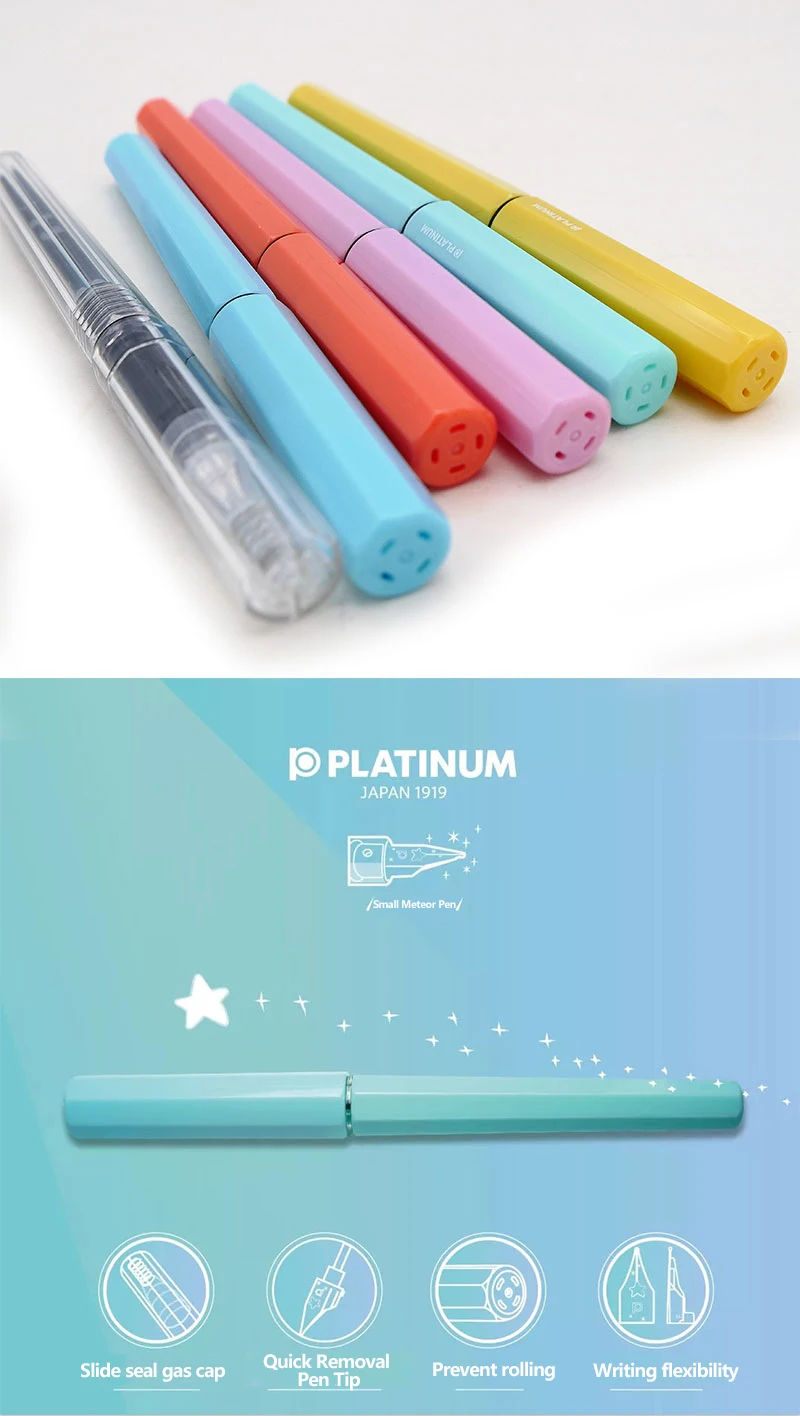 Japanische Plantinum kleine Meteor Stift Student schöne Mädchen Makaron Farbe Schreiben Praxis Stift pq-200 – Detail 3