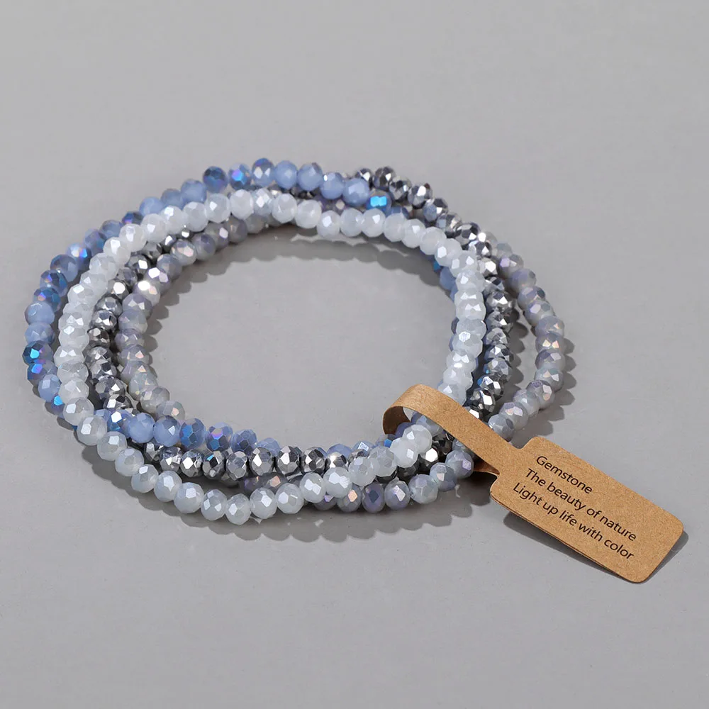 Braccialetti di cristallo naturale con piccole perle sfaccettate, braccialetti di perline mini in pietre preziose naturali, filo elastico regolabile, gioielli di moda, regali per donne - Italia
