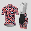 Women's Cycling Clothing Gradient Leopard Print Summer Cycling Jersey Set Women Breathable Short Sleeves Mountain Bike Clothes 3