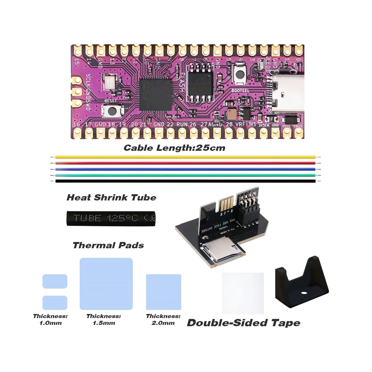 

Для Raspberry Picoboot Board Kit + SD2SP2 PRO RP2040 двухъядерный 264KB SRAM + 16 Мб флэш-памяти макетная плата