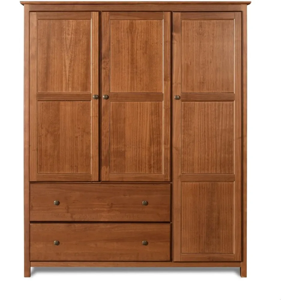 Shaker 3-Door Wardrobe, Solid Wood with a Walnut Finish  multifunctional furniture  home furniture 3
