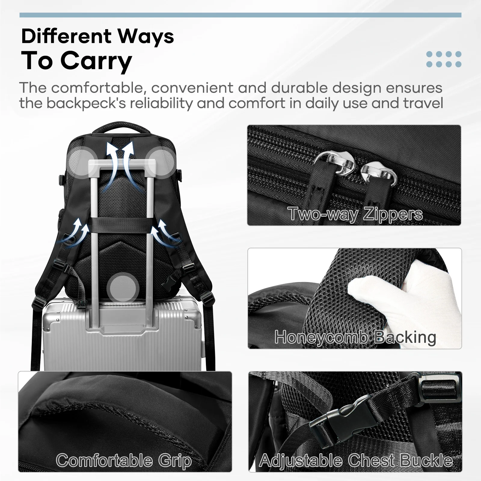 Ryanair 40x30x20 Cabin Bag Hand Luggage Vacuum Compression Backpack 15.6in Laptop Backpack For Men, Vacuum Clothing Storage Bag