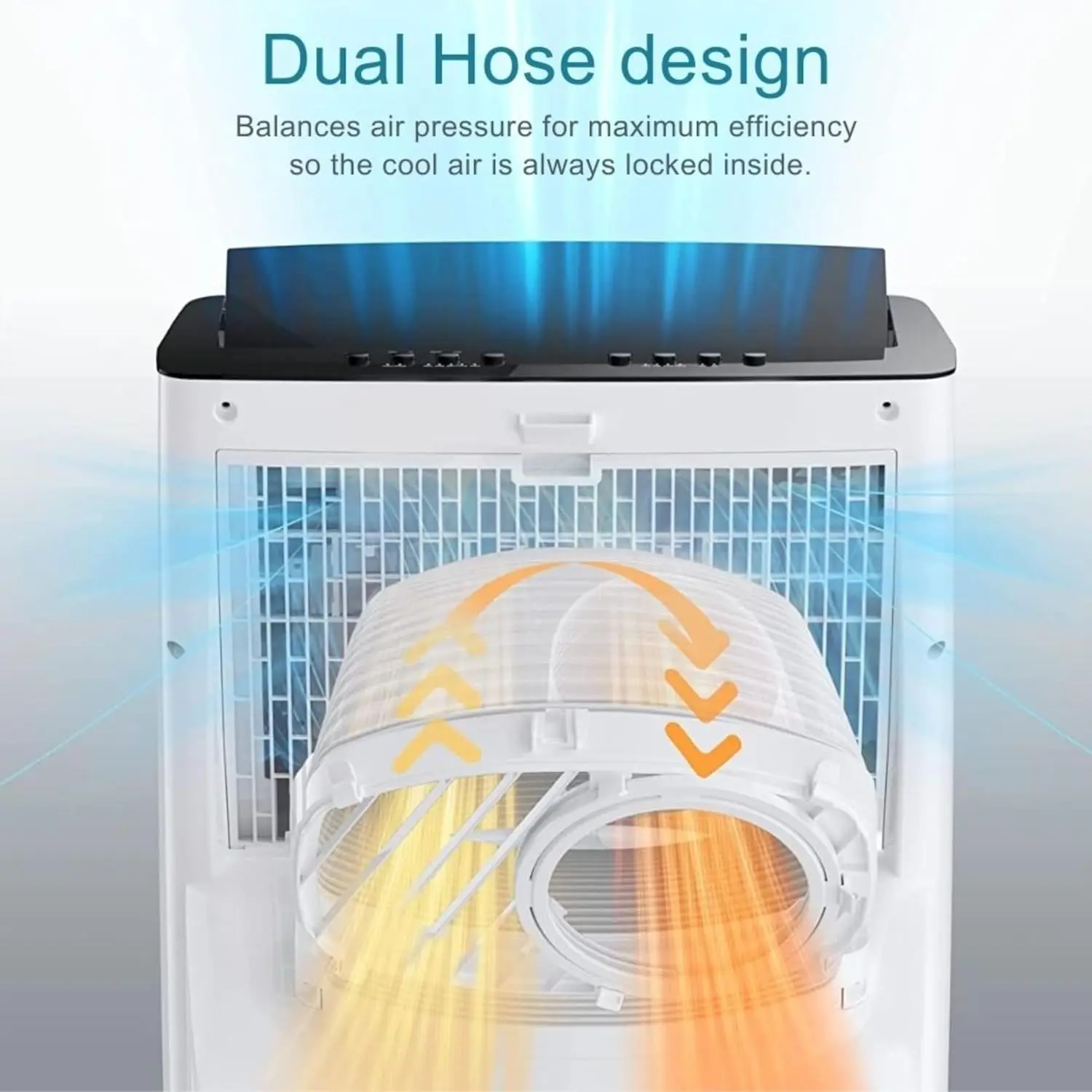Inverter Portable Air Conditioner and Heater with Dual Hose, Dehumidifier, and Fan